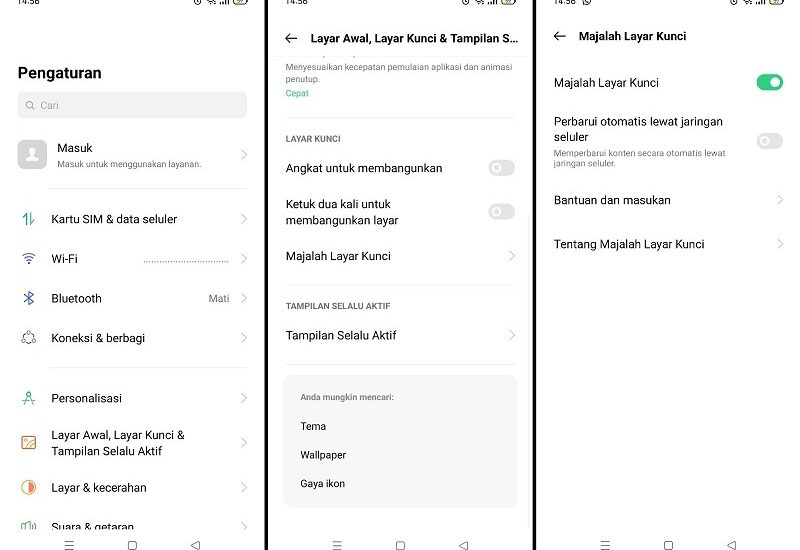 Selanjutnya pilih opsi Layar Depan Majalah Layar Kunci