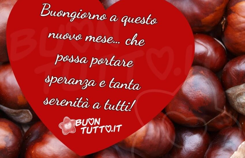 immagini benvenuto 1 novembre buongiorno inizio mese augurio positivo castagne cuore rosso scaricare gratis